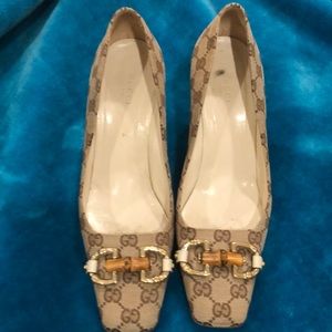 Rare vintage Gucci heels in signature canvas